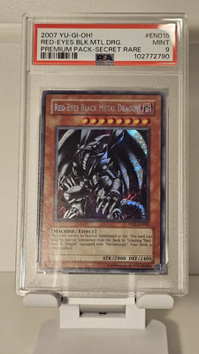 2007 YUGIOH PP01-EN015 RED-EYES BLACK METAL DRAGON SECRET RARE PSA 9 MINT-image