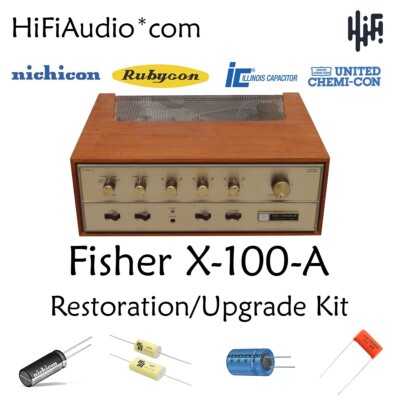 Fisher x100a amplifier tube restoration repair service rebuild kit fix capacitor-image