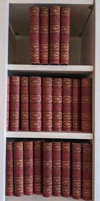 WAVERLY NOVELS 1860 Sir Walter Scott Red Leather 48 Volume BooK SeT-image