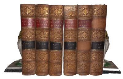 1861, 1st, 6 Vol Set, THE WORKS OF THOMAS HOOD, LEATHERBOUND, POETRY, LITERATURE-image