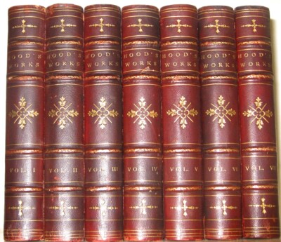 LEATHER Set;Works of THOMAS HOOD! Shelley Tennyson Keats Byron Wordsworth 1862! -image