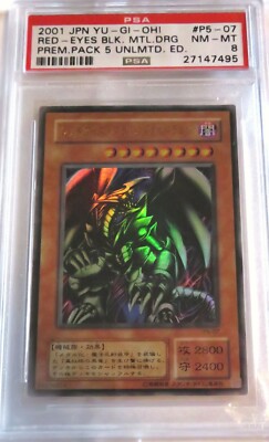 Yugioh Red Eyes Black Dragon Premium Pack 5 Unlimited Edition PSA 8 MINT-image