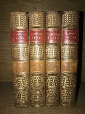 LEATHER Set; WORKS OF ELIZABETH BARRETT BROWNING! Complete Very Good Poetry 1863-image