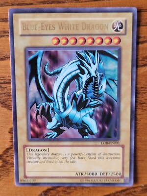 Blue-Eyes White Dragon - Ultra Rare Yugioh Card - LOB-EN001 - LP / HP-image
