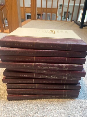 Family Bible Library 10 Book Complete Set Southwestern Company Leather Gold Foil-image