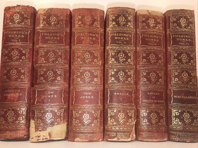 LEATHER Set; WORKS OF FIELDING! Complete 1902 1/1000 Rustic Antiquarian /Poor-image