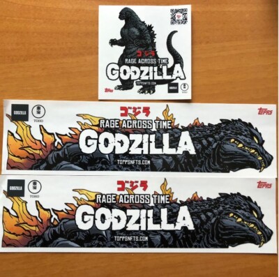  NY Comic Con 2021 Rage Across Time Godzilla Topps Sticker Set of 3-image