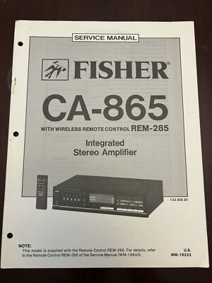 Fisher CA-865 RC Integrated Stereo Amplifier Service Manual Vintage OEM Diagrams-image