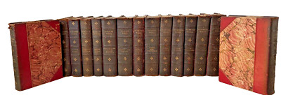 WORKS OF DICKENS 15 Volume 1/2 Leather Set Chapman & Hall 1892 Bleak House-image