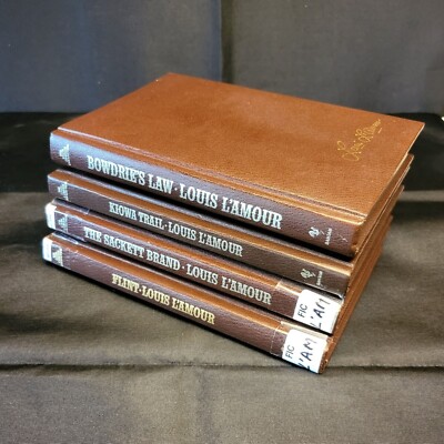 Louis LAmour Leather-Bound Hardcover Collection Set of 4 Leatherette Books Mixed-image
