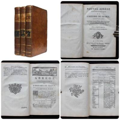 1789 Chronological History of France | Complete 3-Volume Set | Leather Bindings-image