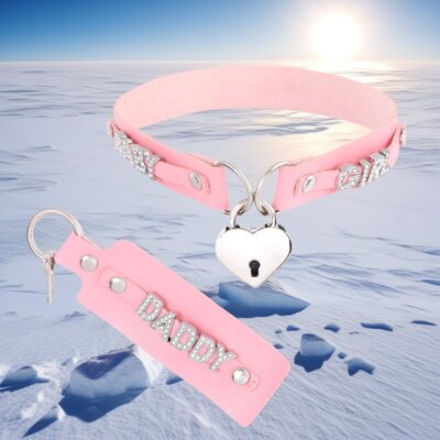 Choker DIY Pu Leather Necklace Heart LOCK Customized BDSM Gift Collar KEEP CALM-image