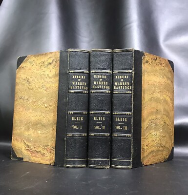 MEMOIRS WARREN HASTINGS 1841 Leather Bound Set East India Company -image