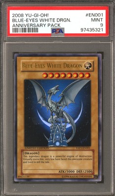Yu-Gi-Oh Anniversary Pack Blue-Eyes White Dragon YAP1-EN001 PSA 9-image