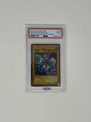 PSA 9 Red-Eyes B. Dragon LOB-070 The Legend of Blue Eyes White Dragon Unlimited-image