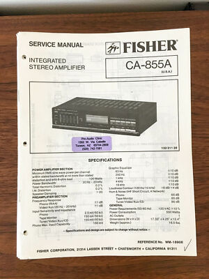 Fisher CA-855A Amplifier Service Manual *Original*-image
