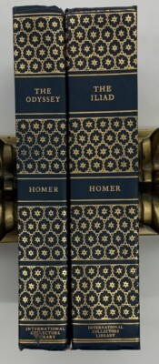 1974 2v Leather Gilt Set THe Iliad & Odyssey Homer-image