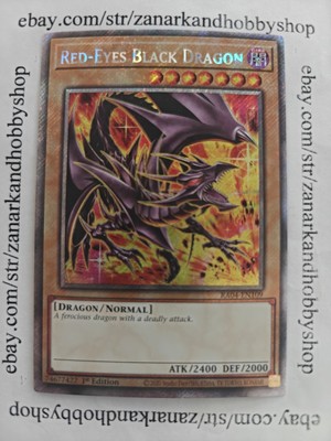Yu-Gi-Oh Red Eyes Black Dragon 8th Art First Ed Platinum Secret RA04-EN109 NM-image