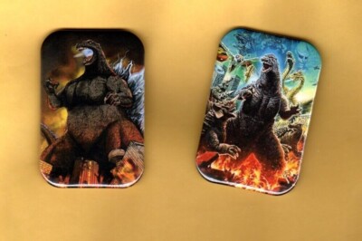 GODZILLA     2  MAGNETS OR ,BUTTON,  PINBACK  2