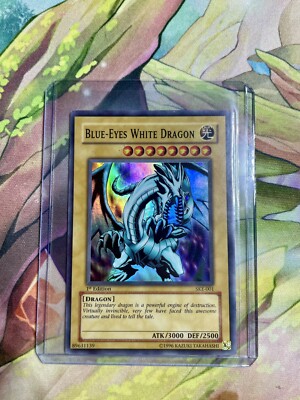 Yu-Gi-Oh! TCG Blue-Eyes White Dragon SKE-001 Super Rare 1st Edition LP-image