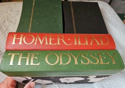 The Odyssey & Homer - Folio Society - 1998 Leather Greek Set of 2 w/  Slipcases-image