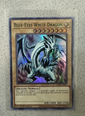 YuGiOh Blue-Eyes White Dragon LDS2-EN001 1st Edition Green Ultra Rare-image