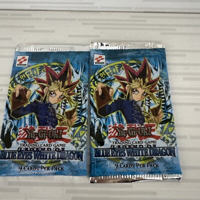 Konami  Yugioh Card Game Legend of­ Blue Eyes White Dragon- 2 Booster Packs New-image