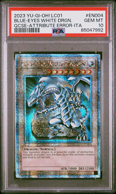 PSA 10 Blue Eyes White Dragon Quarter 25th Anniversary Yu Gi Oh ITALIAN ERROR-image