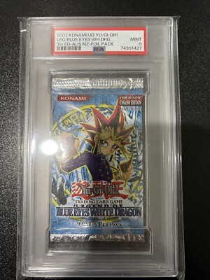 Yugioh Legend of Blue Eyes White Dragon LOB Booster Pack 1st Edition PSA 9 AU/NZ-image