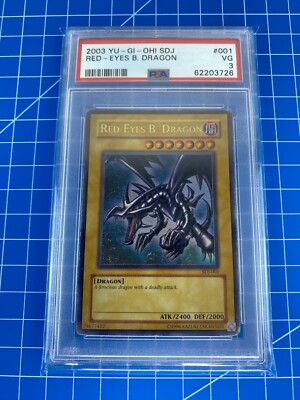 2003 Red Eyes Black Dragon Sdj-001 Red-Eyes B. Ultra Rare Yugioh Very Good PSA 3-image