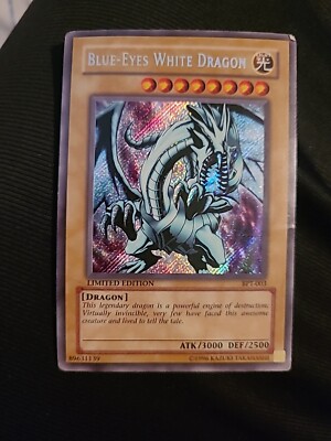 ( Damaged )  Blue-Eyes White Dragon BPT-003 -  Secret Rare - Heavily Played -image
