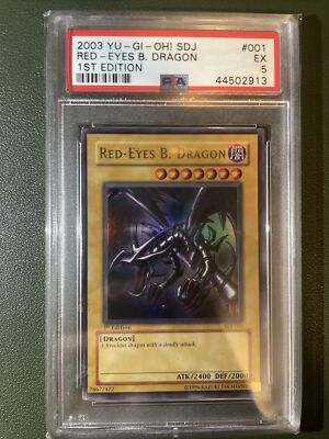 2003 Yu-Gi-Oh! 1st Edition Red-Eyes Black Dragon SDJ-001 PSA EX 5 *In Hand*-image