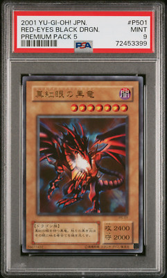 2001 Japanese Red Eyes Black Dragon PSA 9 premium pack P5-01 Yu-gi-oh yugioh-image