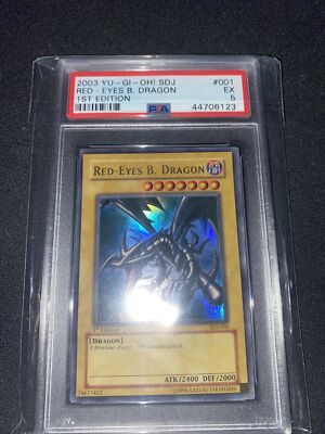 Red Eyes Black Dragon SDJ 1st edition  holo 2003 yugioh psa5-image