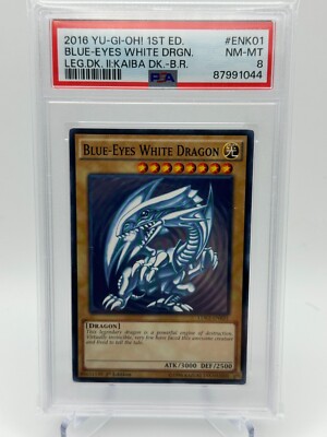 PSA 8! Yu-Gi-Oh! Blue-Eyes White Dragon LDK-ENK01 1st Edition-image