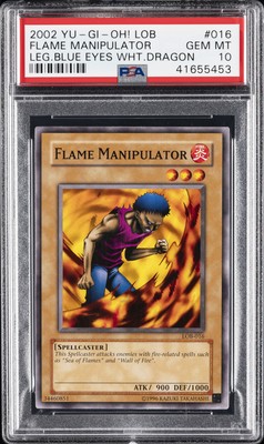 2002 YU-GI-OH! LOB-LEGEND OF BLUE EYES WHITE DRAGON FLAME MANIPULATOR PSA 10-image