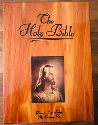 Brand New Holy Bible Made Beautiful Wooden Box White Leather-image