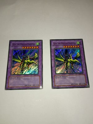 2x Yugioh Legend Blue Eyes White Dragon LOB-125 Gaia Dragon Champion Secret Rare-image