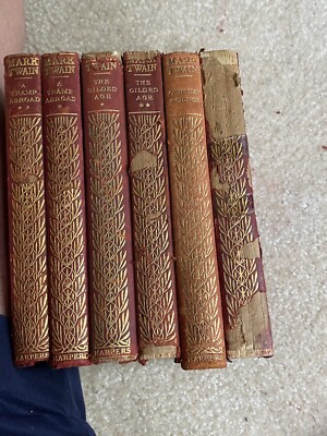 Mark Twain Book Set-A Tramp Abroad Huckleberry Finn, The Gilded Age, 1 More-image
