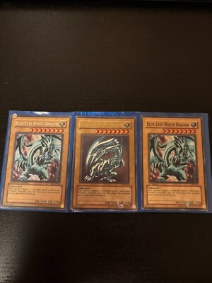 Yugioh Blue-Eyes White Dragon Lot of 3 Cards (SKE-001, SDK-001, and FL1-EN001)-image