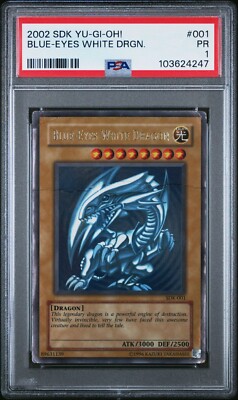 2002 YU-GI-OH! STARTER DECK: KAIBA 001 BLUE-EYES WHITE DRAGON - PSA 1 -image