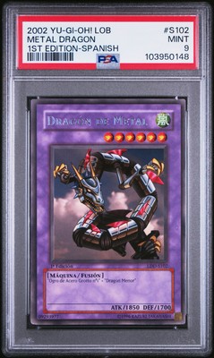 2002 YU-GI-OH! LOB-LEGEND OF BLUE EYES WHITE DRAGON #S102 METAL DRAGON PSA 9-image