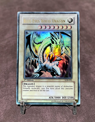 🔥Blue Eyes White Dragon🔥LOB-001 1ST EDITION AE Faded Authentic Card-image