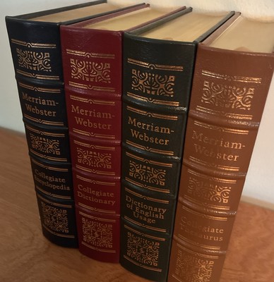 Easton Press ~MERRIAM-WEBSTER COLLEGIATE 4-VOLUME SET~Dictionary-Thesaurus-Mint-image