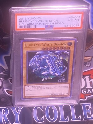 Yu-Gi-Oh! Blue-Eyes White Dragon 1s Ultra Rare LCKC-EN001 PSA 8 Earth-image