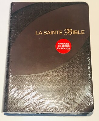 French Bible LARGE PRINT Compact, Segond 1910 Brown Imitation Leather Red Letter-image