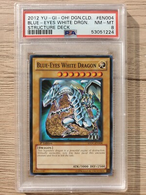 Yu-Gi-Oh! PSA 8 NM-MT- Blue-Eyes White Dragon 1st Edition Common- (SDDC-EN004)-image