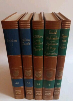 Great Books Of The Western World Book Set Lot Of 5 Gibbon Adam Smith Galileo-image