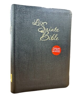 French Bible LARGE PRINT, Segond 1910 Black Bonded Leather, Red Letter-image