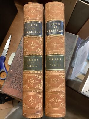Life of Sullivan 2 volume leatherbound set 1859 colonial era judge governor Mass-image